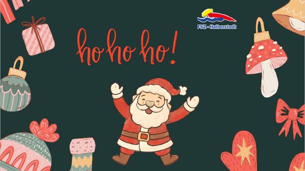 Fröhlicher Weihnachtsmann umgeben von Geschenken.