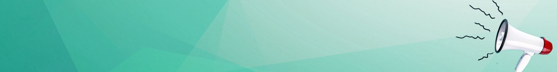 Megafon auf grünem Hintergrund mit Zeichnungen von Schallwellen.